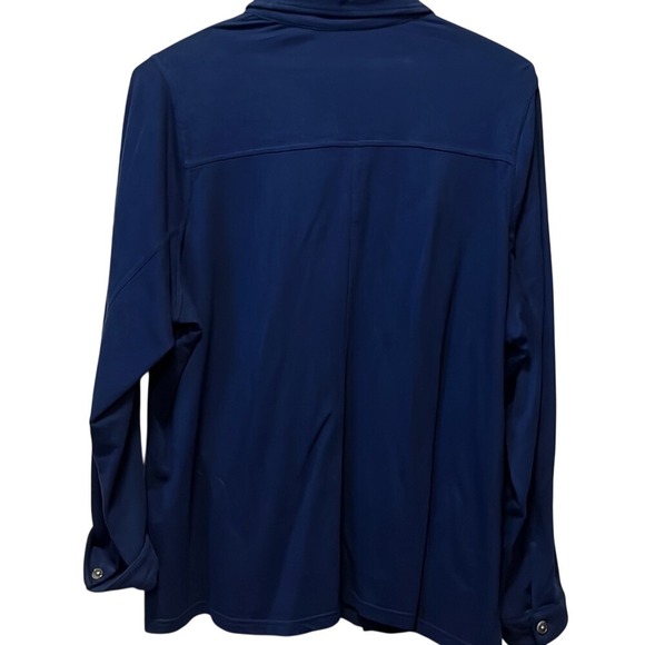 Kim Rogers Navy Blue Button Front Cotton Shirt Jacket Plus Size 2X Shacket - Picture 4 of 5